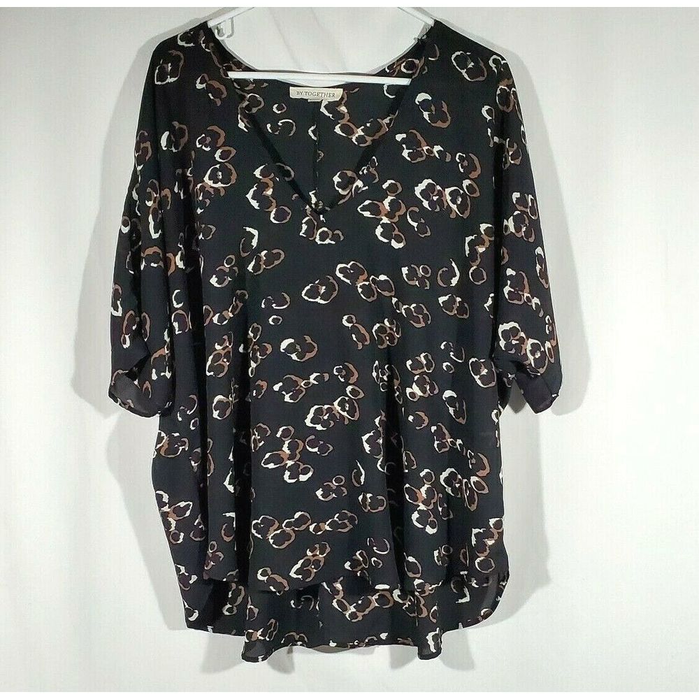 By Together Print Top Black Small